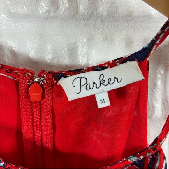 Parker Dax Silk Dress Red Flare Bandana Medium - Picture 4 of 4